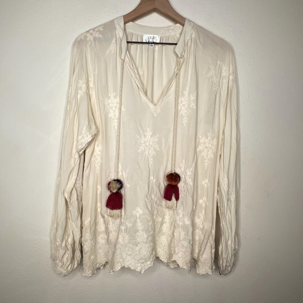 Johnny Was Dane Blouse, Ecru, size M - Picture 6 of 8